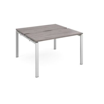 Adapt sliding top back to back desks 1200mm x 1200mm - silver frame Grey Oak Top - STE1212-S-GO