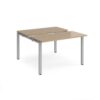 Adapt sliding top back to back desks 1200mm x 1200mm - silver frame Kendal Oak Top - STE1212-S-KO