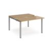 Adapt sliding top back to back desks 1200mm x 1200mm - silver frame Oak Top - STE1212-S-O