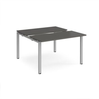 Adapt sliding top back to back desks 1200mm x 1200mm - silver frame storm grey top - STE1212-S-OG