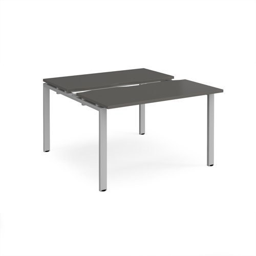 Adapt sliding top back to back desks 1200mm x 1200mm - silver frame storm grey top - STE1212-S-OG