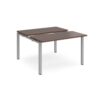 Adapt sliding top back to back desks 1200mm x 1200mm - silver frame Walnut top - STE1212-S-W