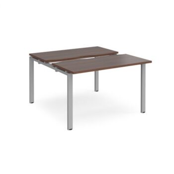 Adapt sliding top back to back desks 1200mm x 1200mm - silver frame Walnut top - STE1212-S-W