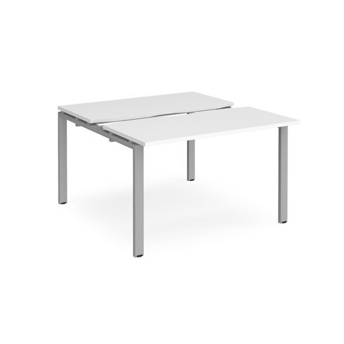 Adapt sliding top back to back desks 1200mm x 1200mm - silver frame White Top - STE1212-S-WH