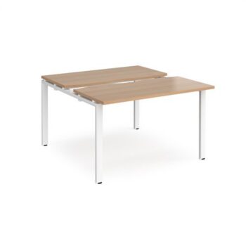Adapt sliding top back to back desks 1200mm x 1200mm - white frame Beech top - STE1212-WH-B