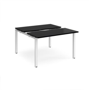 Adapt sliding top back to back desks 1200mm x 1200mm - white frame black top - STE1212-WH-BK