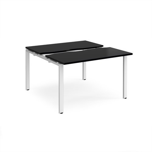 Adapt sliding top back to back desks 1200mm x 1200mm - white frame black top - STE1212-WH-BK