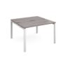 Adapt sliding top back to back desks 1200mm x 1200mm - white frame Grey Oak Top - STE1212-WH-GO