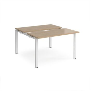 Adapt sliding top back to back desks 1200mm x 1200mm - white frame Kendal Oak Top - STE1212-WH-KO