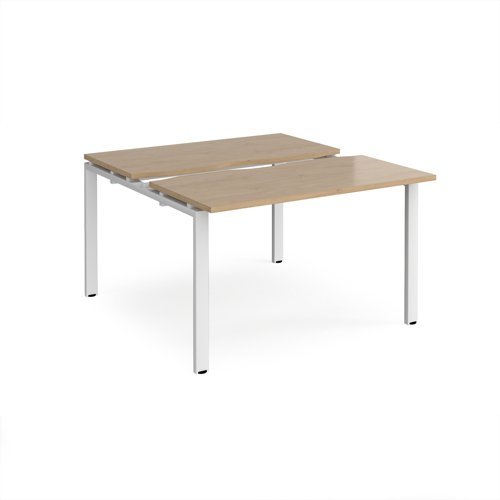 Adapt sliding top back to back desks 1200mm x 1200mm - white frame Kendal Oak Top - STE1212-WH-KO