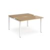 Adapt sliding top back to back desks 1200mm x 1200mm - white frame Oak Top - STE1212-WH-O