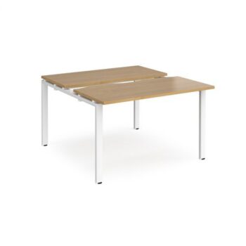 Adapt sliding top back to back desks 1200mm x 1200mm - white frame Oak Top - STE1212-WH-O