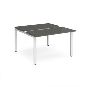 Adapt sliding top back to back desks 1200mm x 1200mm - white frame storm grey top - STE1212-WH-OG