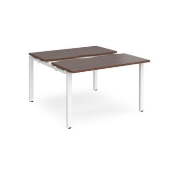 Adapt sliding top back to back desks 1200mm x 1200mm - white frame Walnut top - STE1212-WH-W
