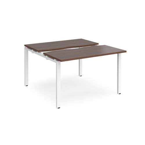 Adapt sliding top back to back desks 1200mm x 1200mm - white frame Walnut top - STE1212-WH-W