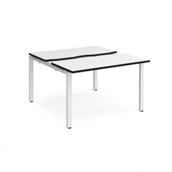 Adapt sliding top back to back desks 1200mm x 1200mm - white frame White Top black edge - STE1212-WH-WK