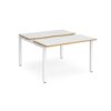 Adapt sliding top back to back desks 1200mm x 1200mm - white frame White Top with oak edging - STE1212-WH-WO