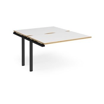 Adapt sliding top add on unit single 1200mm x 1600mm - black frame White Top with oak edging - STE1216-AB-K-WO