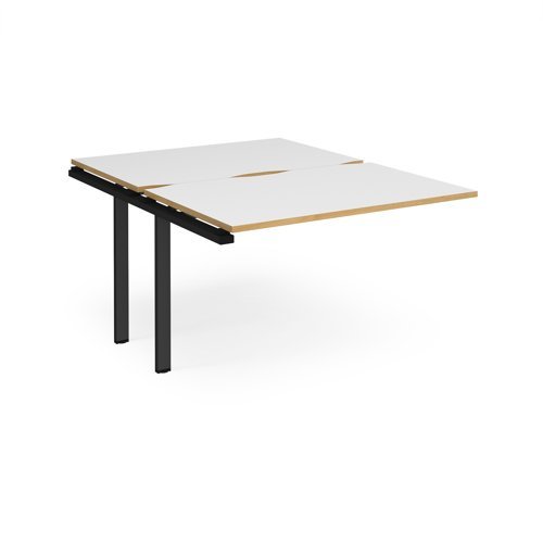 Adapt sliding top add on unit single 1200mm x 1600mm - black frame White Top with oak edging - STE1216-AB-K-WO