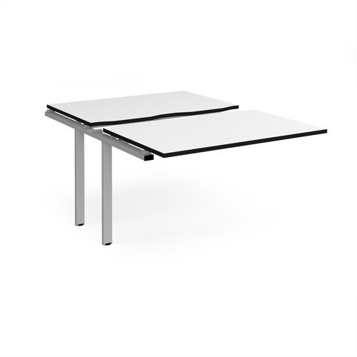 Adapt sliding top add on unit single 1200mm x 1600mm - silver frame White Top black edge - STE1216-AB-S-WK