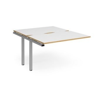 Adapt sliding top add on unit single 1200mm x 1600mm - silver frame White Top with oak edging - STE1216-AB-S-WO