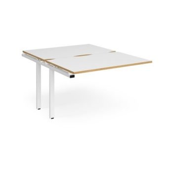 Adapt sliding top add on unit single 1200mm x 1600mm - white frame White Top with oak edging - STE1216-AB-WH-WO