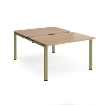 Adapt sliding top back to back desks 1200mm x 1600mm - green frame Beech top - STE1216-GN-B