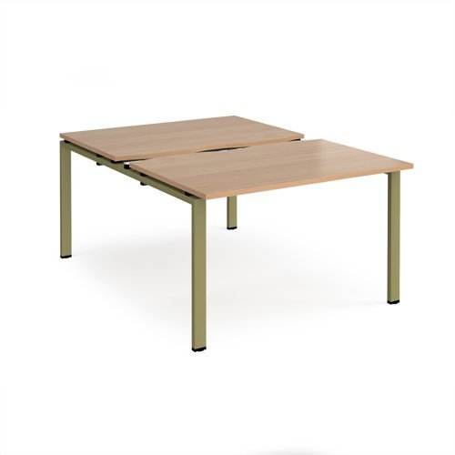 Adapt sliding top back to back desks 1200mm x 1600mm - green frame Beech top - STE1216-GN-B