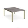 Adapt sliding top back to back desks 1200mm x 1600mm - green frame Grey Oak Top - STE1216-GN-GO