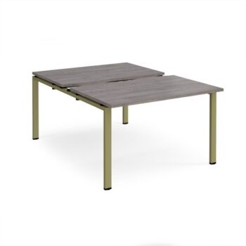 Adapt sliding top back to back desks 1200mm x 1600mm - green frame Grey Oak Top - STE1216-GN-GO