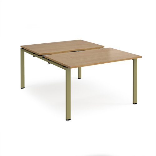 Adapt sliding top back to back desks 1200mm x 1600mm - green frame Oak Top - STE1216-GN-O