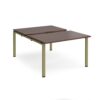Adapt sliding top back to back desks 1200mm x 1600mm - green frame Walnut top - STE1216-GN-W