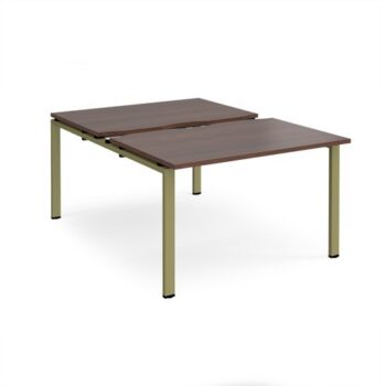 Adapt sliding top back to back desks 1200mm x 1600mm - green frame Walnut top - STE1216-GN-W