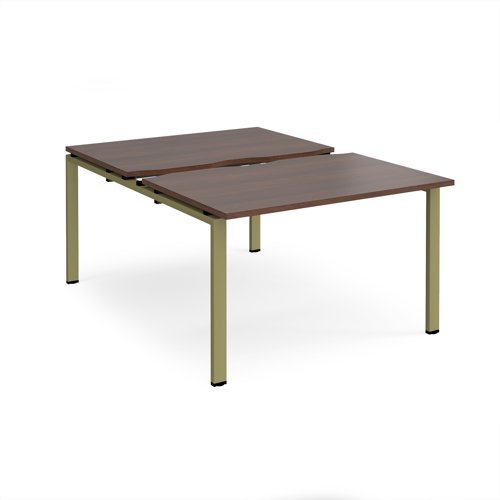 Adapt sliding top back to back desks 1200mm x 1600mm - green frame Walnut top - STE1216-GN-W