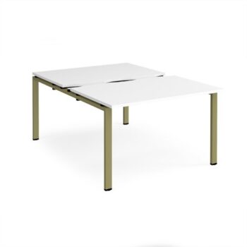 Adapt sliding top back to back desks 1200mm x 1600mm - green frame White Top - STE1216-GN-WH