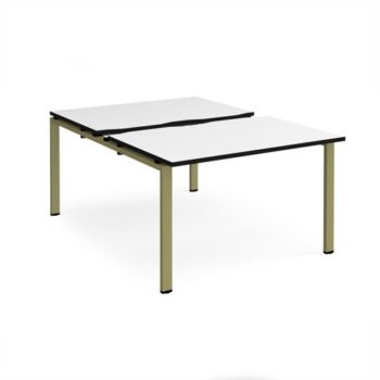 Adapt sliding top back to back desks 1200mm x 1600mm - green frame White Top black edge - STE1216-GN-WK