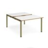 Adapt sliding top back to back desks 1200mm x 1600mm - green frame White Top oak edge - STE1216-GN-WO