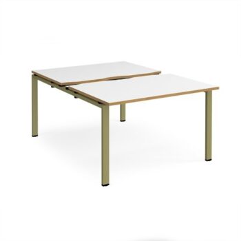 Adapt sliding top back to back desks 1200mm x 1600mm - green frame White Top oak edge - STE1216-GN-WO