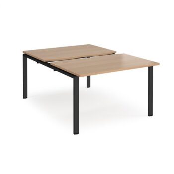 Adapt sliding top back to back desks 1200mm x 1600mm - black frame Beech top - STE1216-K-B