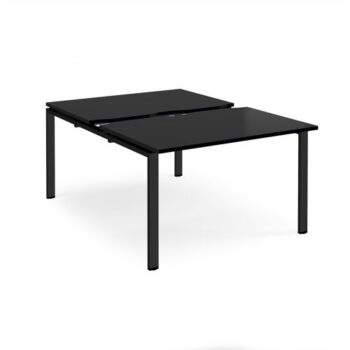 Adapt sliding top back to back desks 1200mm x 1600mm - black frame black top - STE1216-K-BK