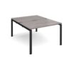 Adapt sliding top back to back desks 1200mm x 1600mm - black frame Grey Oak Top - STE1216-K-GO