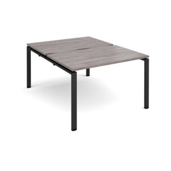 Adapt sliding top back to back desks 1200mm x 1600mm - black frame Grey Oak Top - STE1216-K-GO