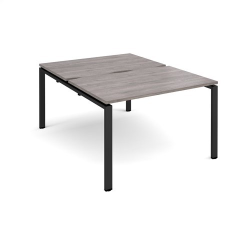 Adapt sliding top back to back desks 1200mm x 1600mm - black frame Grey Oak Top - STE1216-K-GO