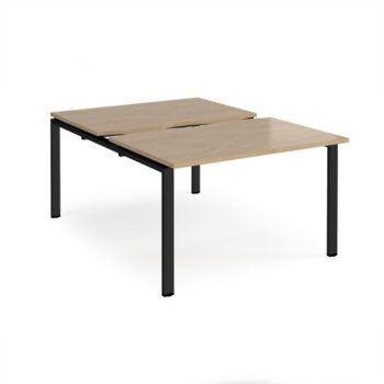 Adapt sliding top back to back desks 1200mm x 1600mm - black frame Kendal Oak Top - STE1216-K-KO