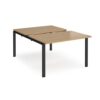 Adapt sliding top back to back desks 1200mm x 1600mm - black frame Oak Top - STE1216-K-O