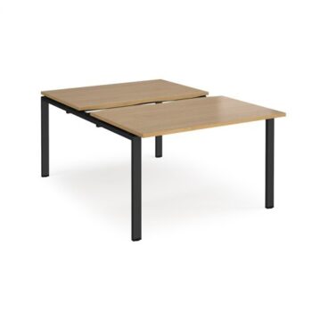 Adapt sliding top back to back desks 1200mm x 1600mm - black frame Oak Top - STE1216-K-O