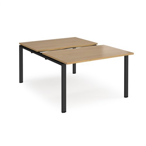 Adapt sliding top back to back desks 1200mm x 1600mm - black frame Oak Top - STE1216-K-O
