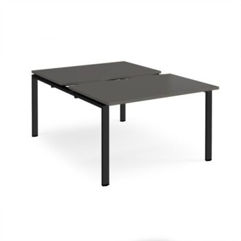 Adapt sliding top back to back desks 1200mm x 1600mm - black frame storm grey top - STE1216-K-OG