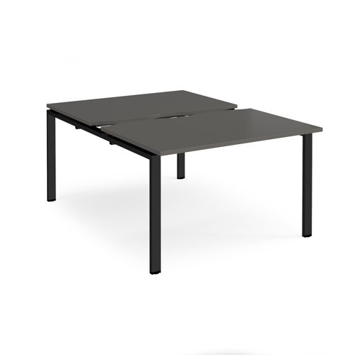Adapt sliding top back to back desks 1200mm x 1600mm - black frame storm grey top - STE1216-K-OG