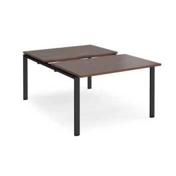 Adapt sliding top back to back desks 1200mm x 1600mm - black frame Walnut top - STE1216-K-W
